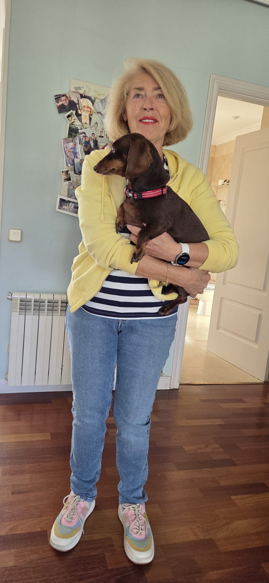 Happy with my new jeans and striped top