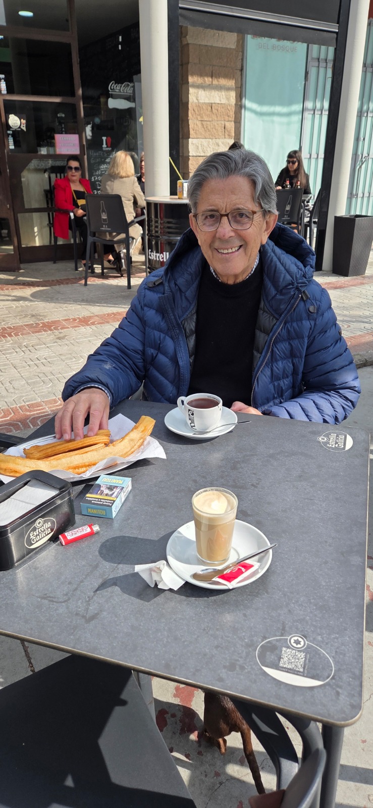 A moment of peace and joy – chocolate with churros – with Eladio last Sunday