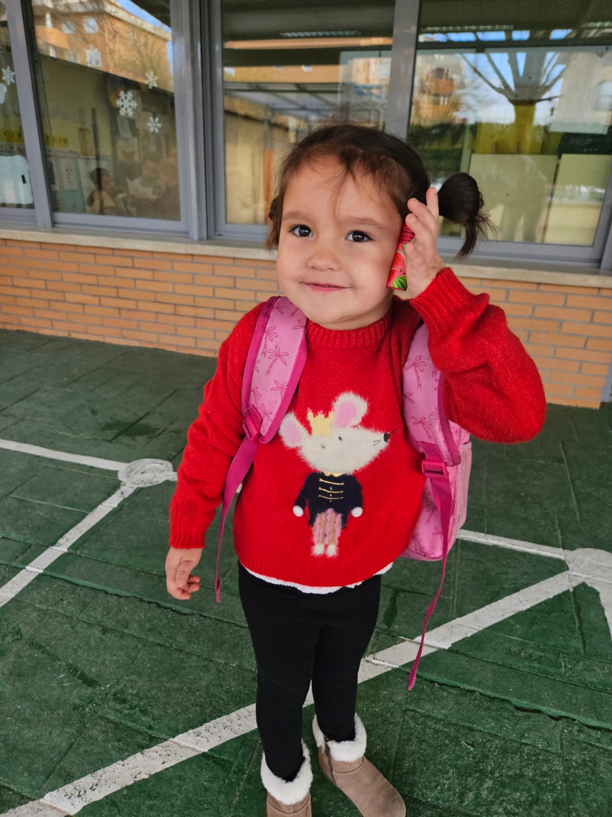 Juliet wearing the lovely M&S jumper I bought her in Devon last November