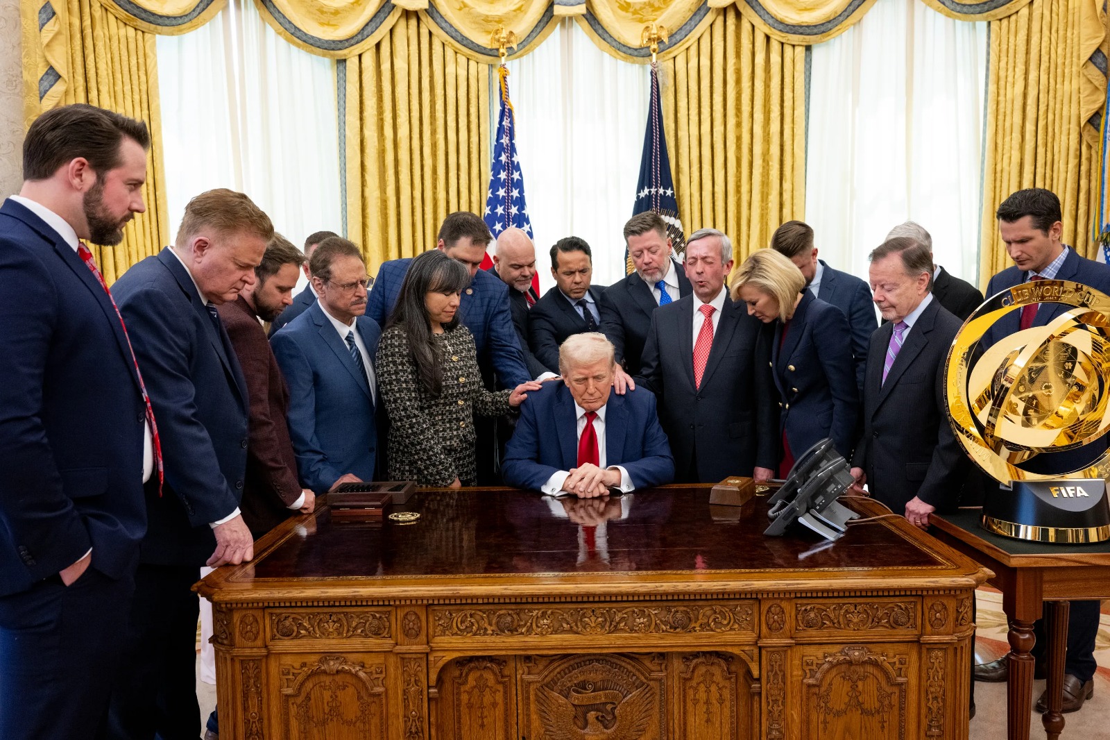 Trump in a praying session in the Oval Office this week