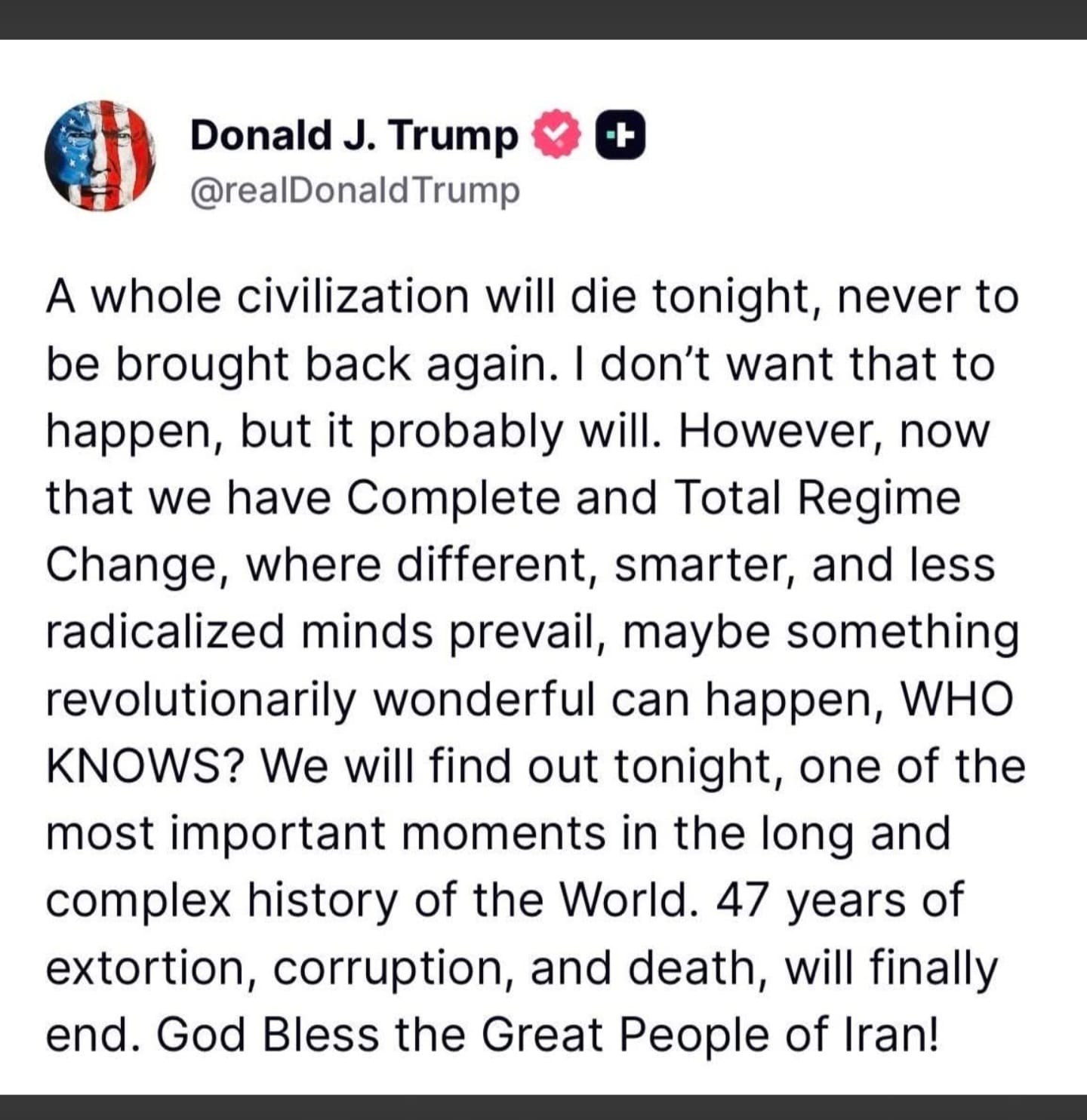 Donald Trump's threat to Iran this week