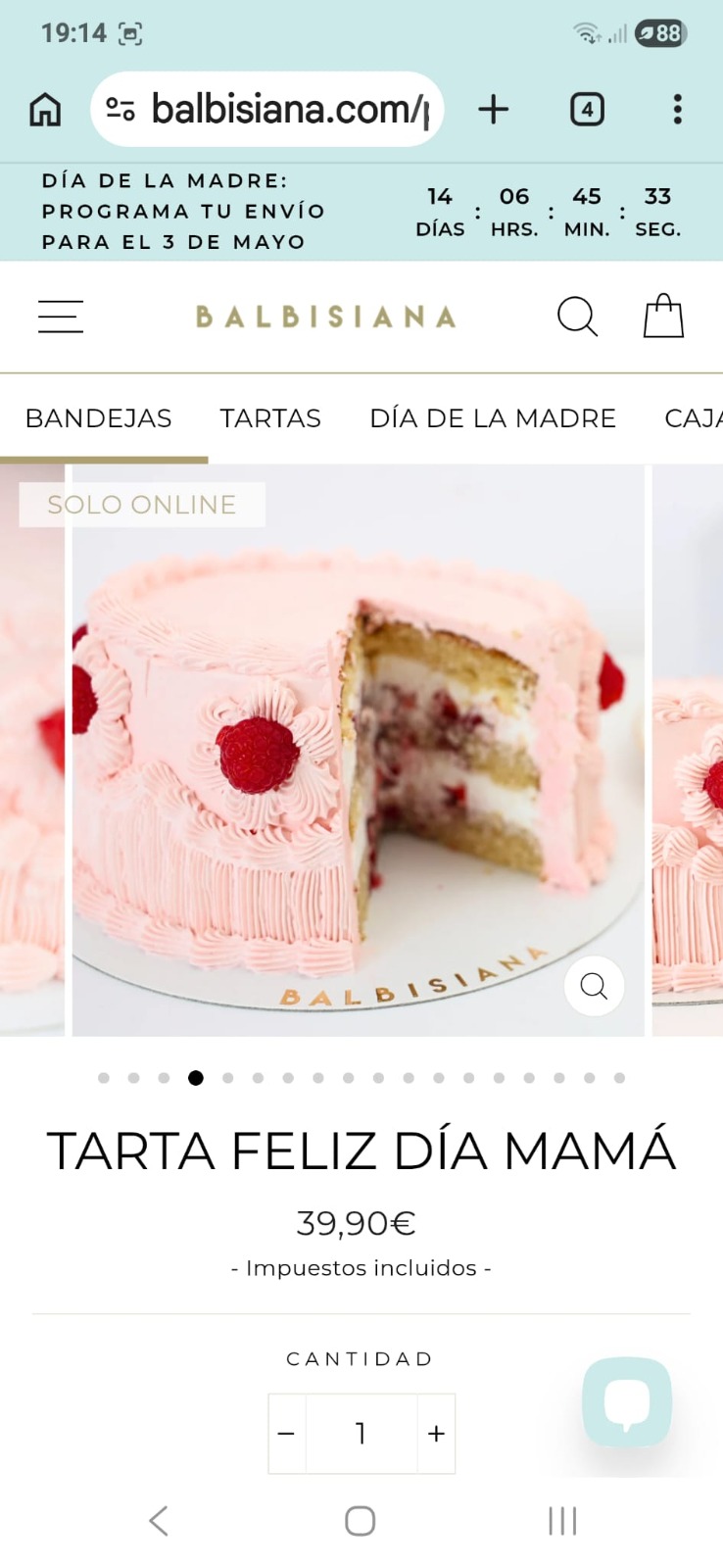 The cake I will be picking up this morning from Balbisiana for our family lunch today.