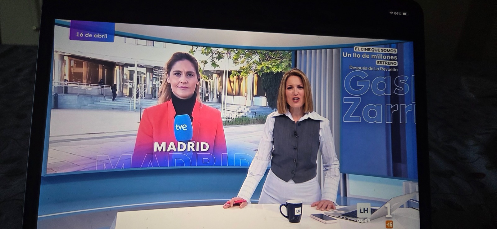 Olivia reporting live on TVE this week.